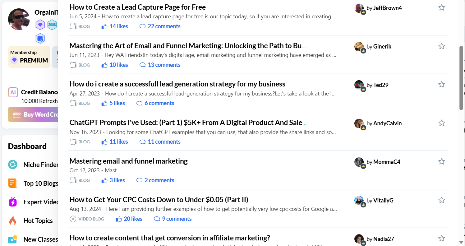 wealthy affiliate trainings to create the best affiliate marketing commissions funnels