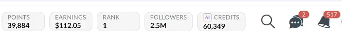 a screen shot of end of month earning from a high engagement wealthy affiliate user